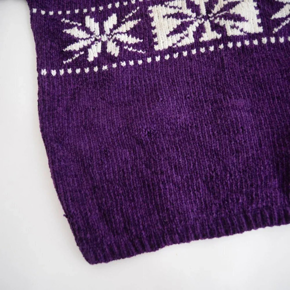 Vintage Separates Scene Purple Turtle Neck Knit Sweater w Snowflake Design L - Picture 4 of 11
